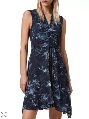 AllSaints Jayda‎ Evolution Dress Black Draped Mini XS Edgy Minimalist